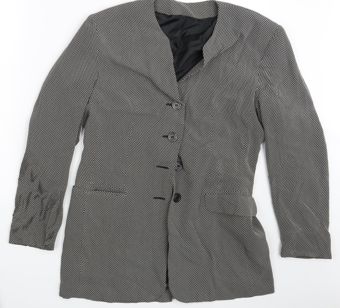 Preworn Womens Black Polka Dot  Jacket Blazer Size 12