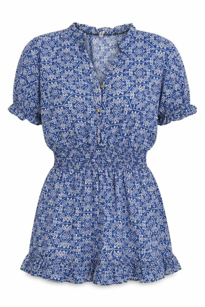 Preworn Womens Blue Floral  Basic Blouse Size S