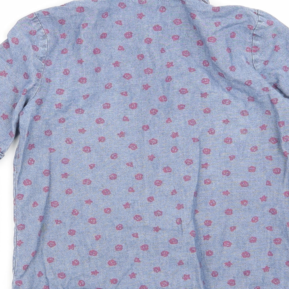 carters Girls Blue Geometric  Basic Button-Up Size 5 Years