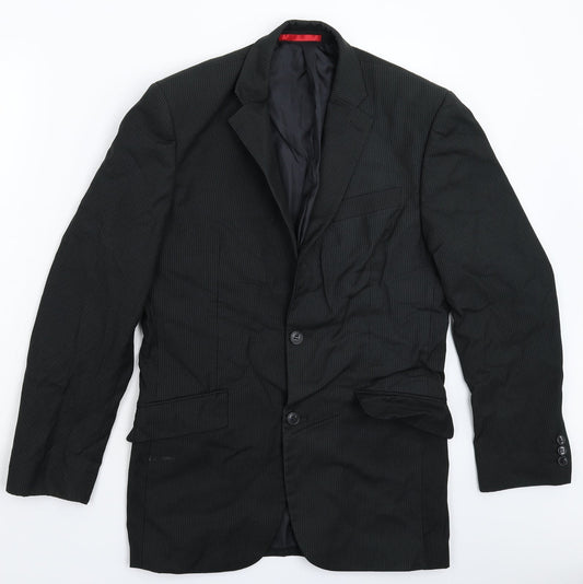 Burton Mens Black Striped  Jacket Suit Jacket Size 36