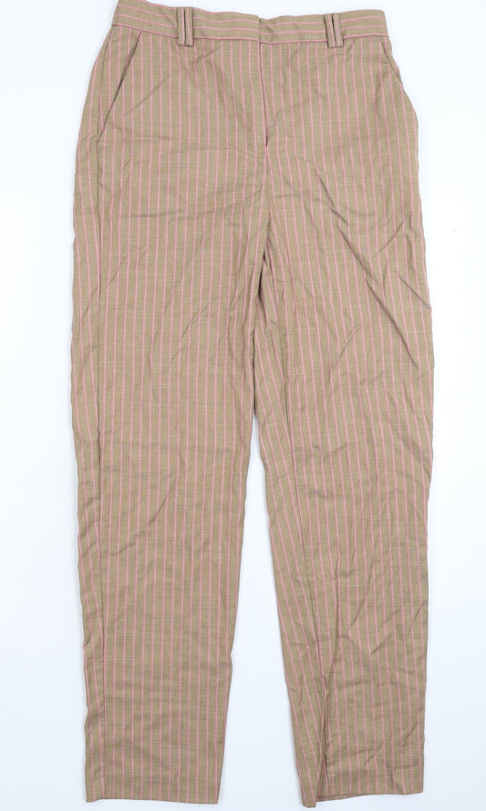 Marks and Spencer Womens Grey Striped  Dress Pants Trousers Size 8 L31 in