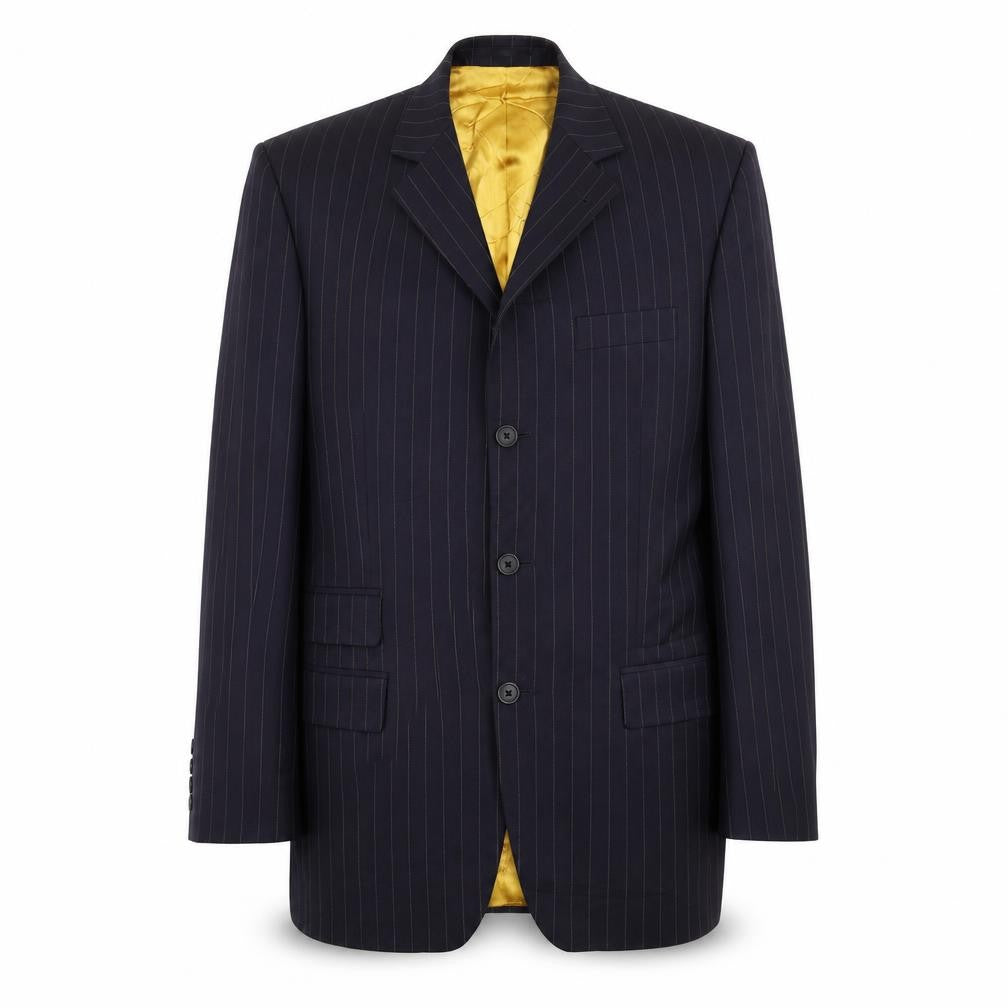 The Suit Room Mens Blue Striped  Jacket Suit Jacket Size 38