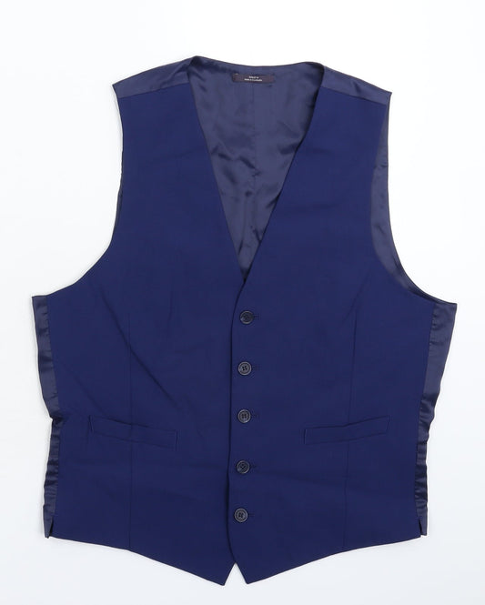 Marks and Spencer Mens Blue   Jacket Suit Waistcoat Size M