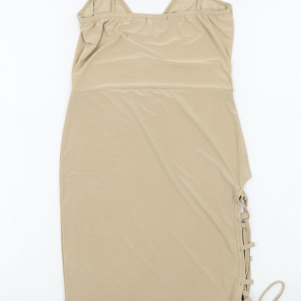 Boohoo Womens Beige Colourblock  A-Line  Size 6