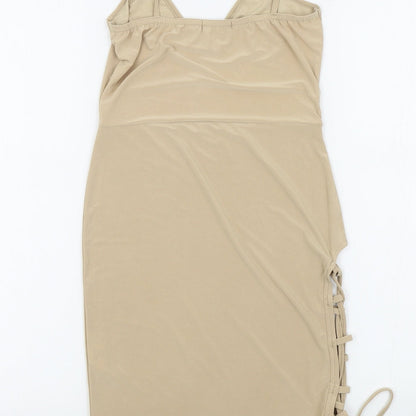 Boohoo Womens Beige Colourblock  A-Line  Size 6