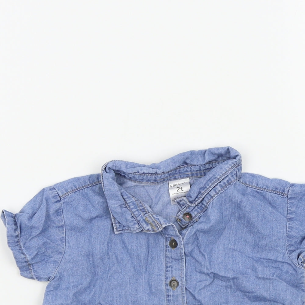 CARTER'S Girls Blue   Basic Button-Up Size 2 Years