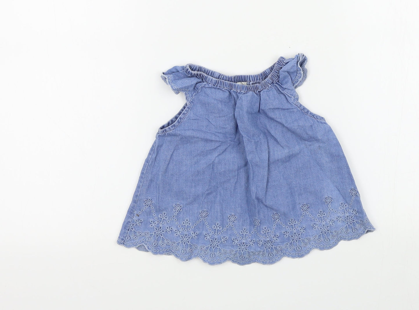 BABY B'GOSH Girls Blue Colourblock  Basic Blouse Size 2 Years
