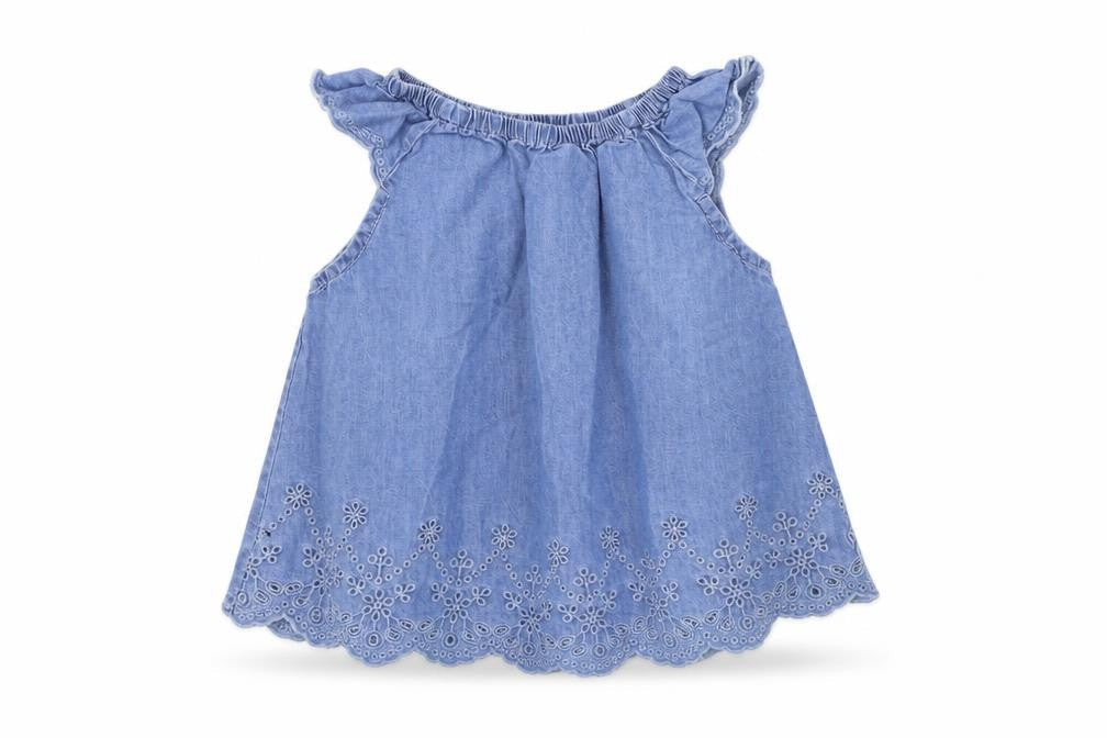 BABY B'GOSH Girls Blue Colourblock  Basic Blouse Size 2 Years