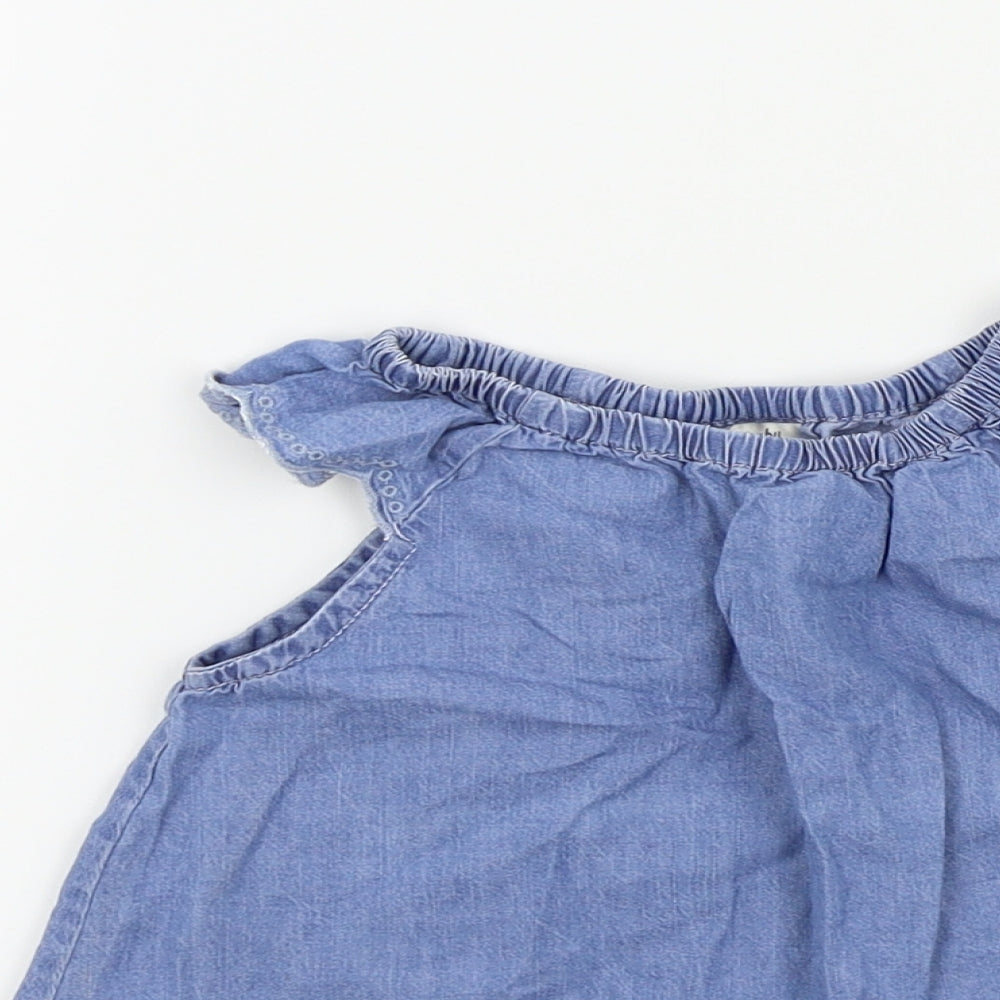 BABY B'GOSH Girls Blue Colourblock  Basic Blouse Size 2 Years