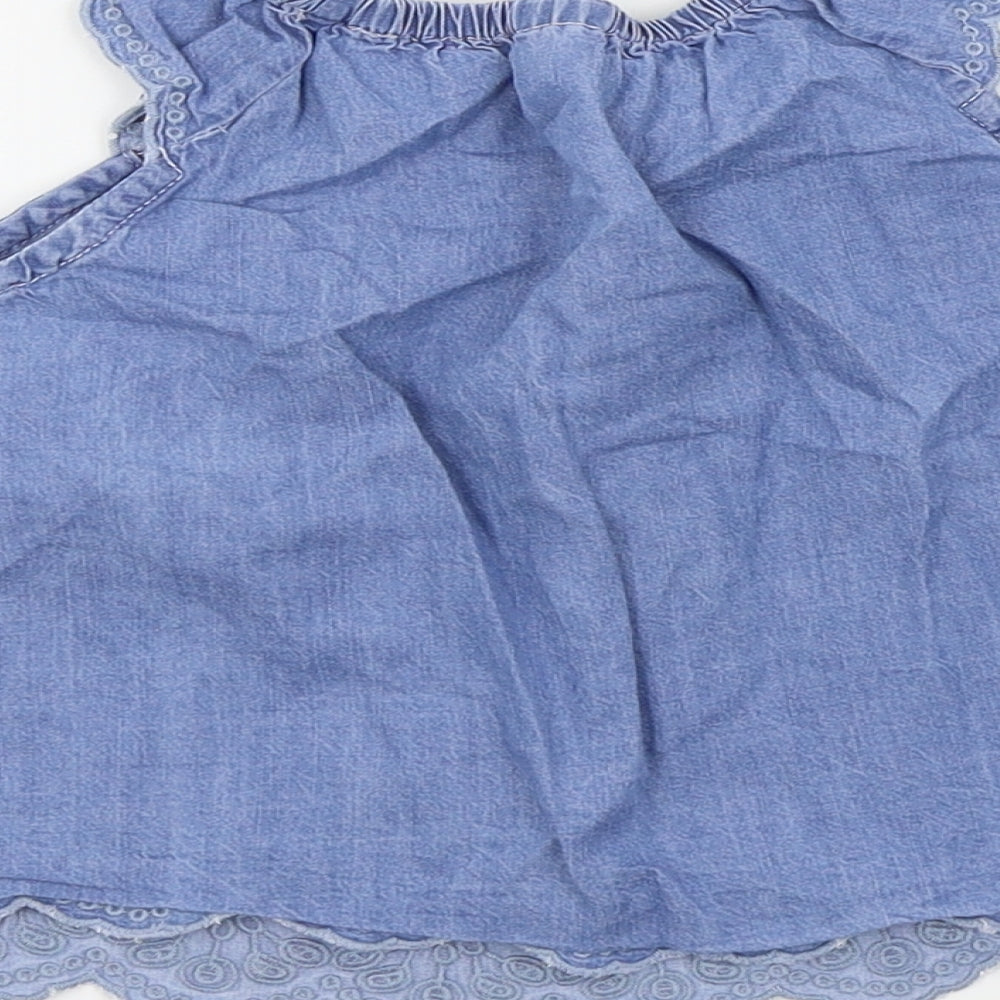 BABY B'GOSH Girls Blue Colourblock  Basic Blouse Size 2 Years