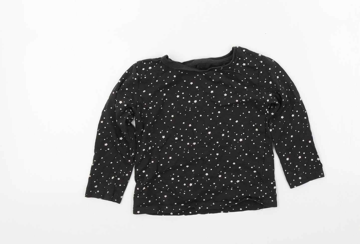 Preworn Girls Black Geometric  Basic T-Shirt Size 2-3 Years
