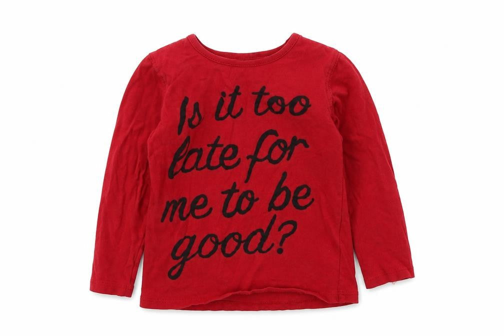 PEP&CO Girls Red Colourblock  Basic T-Shirt Size 2-3 Years