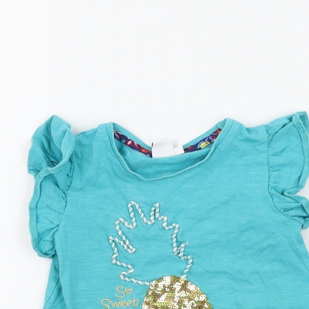MINI CUB Girls Blue Colourblock  Basic T-Shirt Size 2-3 Years