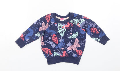 Additional front view of E-vie Angel girls’ blue floral pullover sweatshirt, size 2, years - butterflies