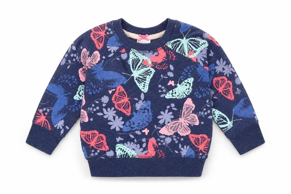 E-vie Angel Girls Blue Floral  Pullover Sweatshirt Size 2 Years  - butterflies
