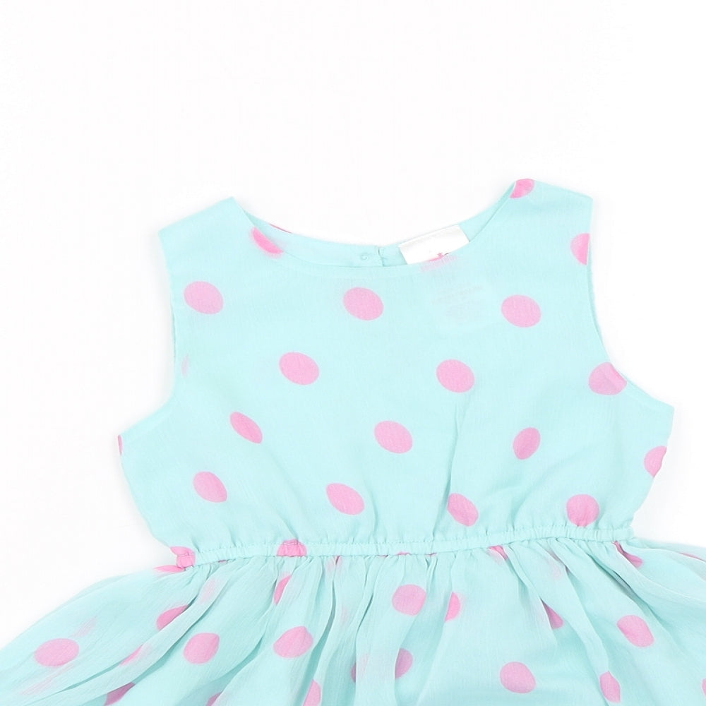 E-vie Angel Girls Blue Polka Dot  Tank Dress  Size 2 Years