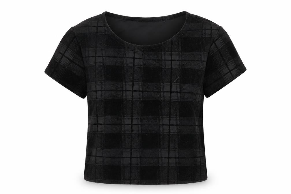 Preworn Womens Black Check  Basic T-Shirt Size 8