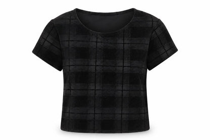 Preworn Womens Black Check  Basic T-Shirt Size 8