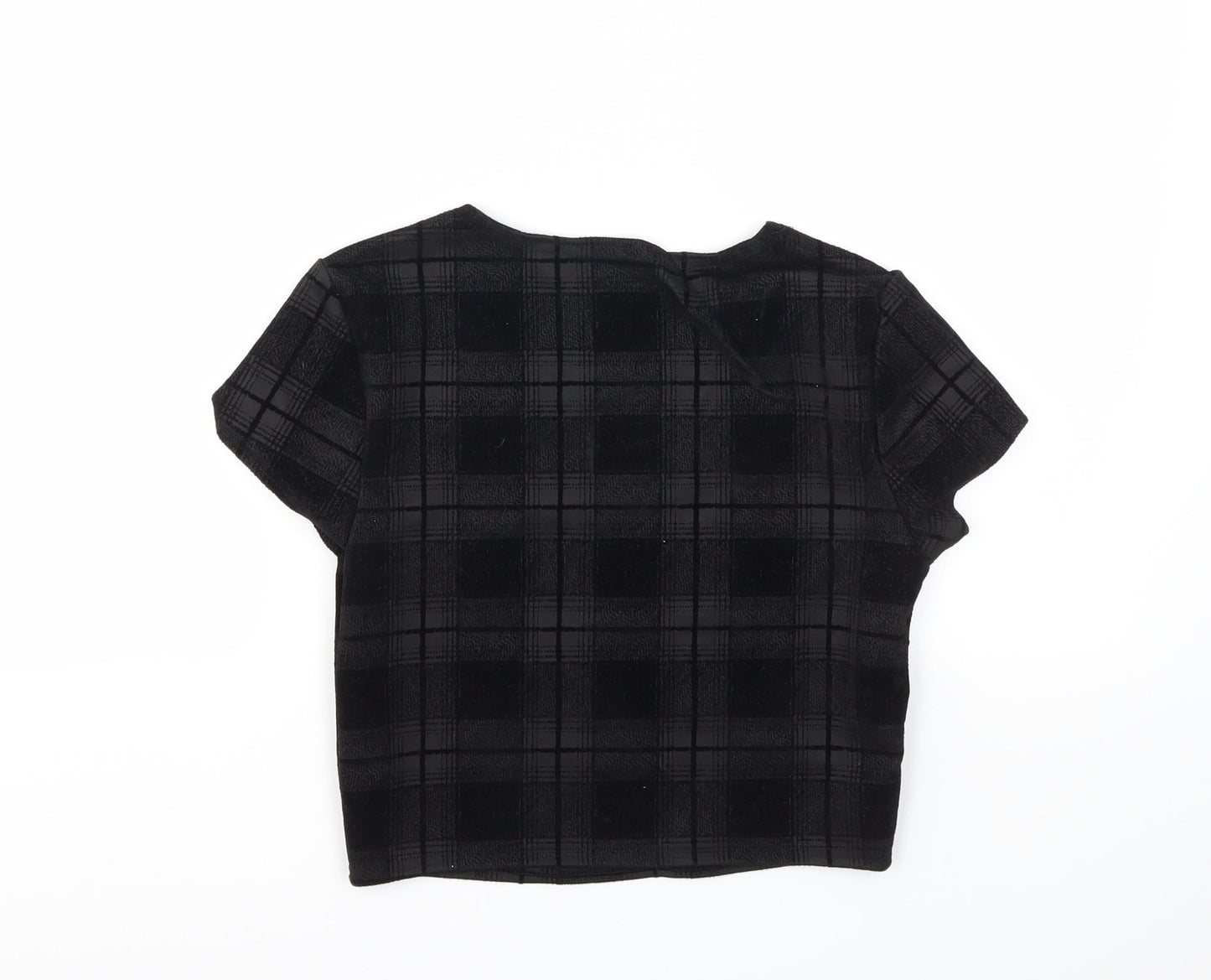 Preworn Womens Black Check  Basic T-Shirt Size 8