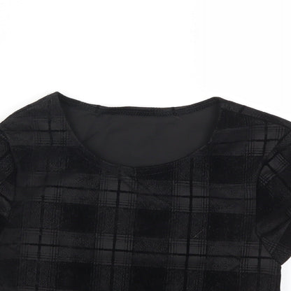 Preworn Womens Black Check  Basic T-Shirt Size 8