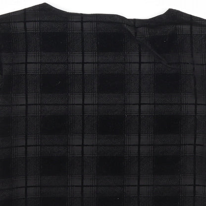 Preworn Womens Black Check  Basic T-Shirt Size 8