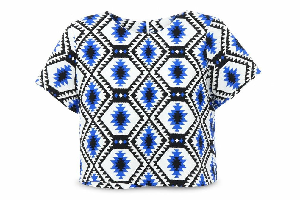 Cameo Rose Womens Blue Geometric Basic Blouse Size 12