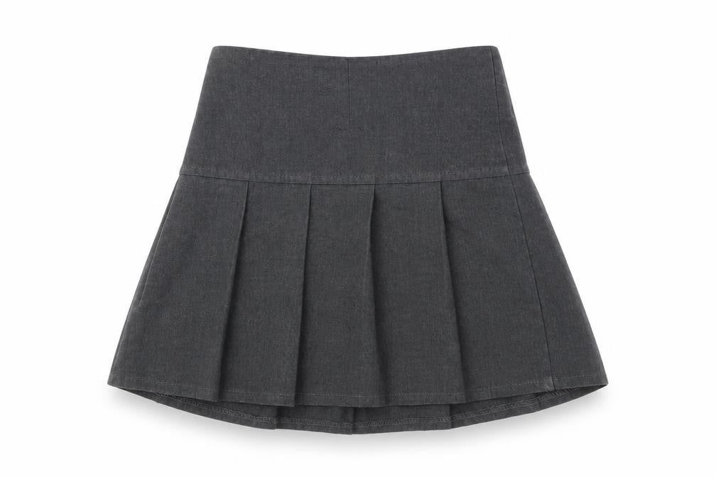 Marks & Spencer Girls Grey   Pleated Skirt Size 7-8 Years
