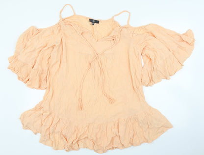 Additional front view of Missguided women’s pink tunic blouse, size UK 10