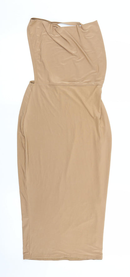 Additional front view of Missguided women’s beige bodycon, size UK 8