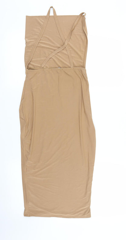 Back view of Missguided women’s beige bodycon, size UK 8
