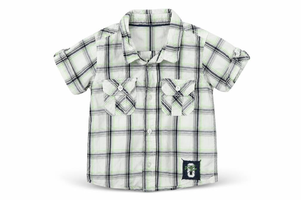 H&M Boys Green Plaid  Basic Button-Up Size 12 Months