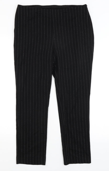 Very Womens Black Striped  Dress Pants Trousers Size 14 L26 in