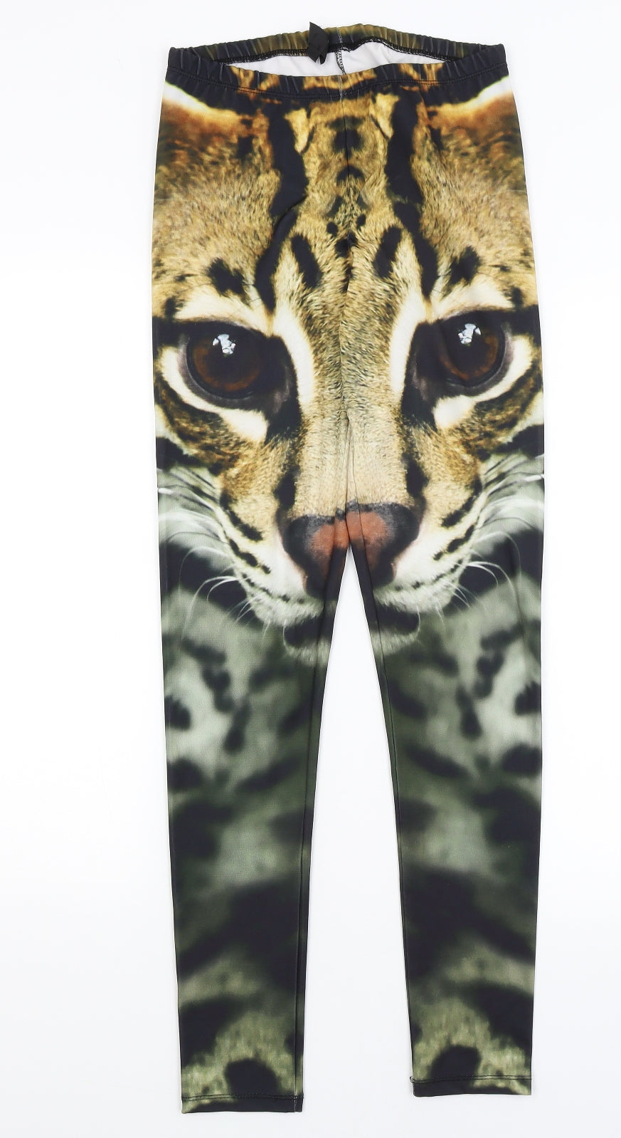 Topshop Womens Black   Capri Leggings Size 10 L28 in - Cheetah