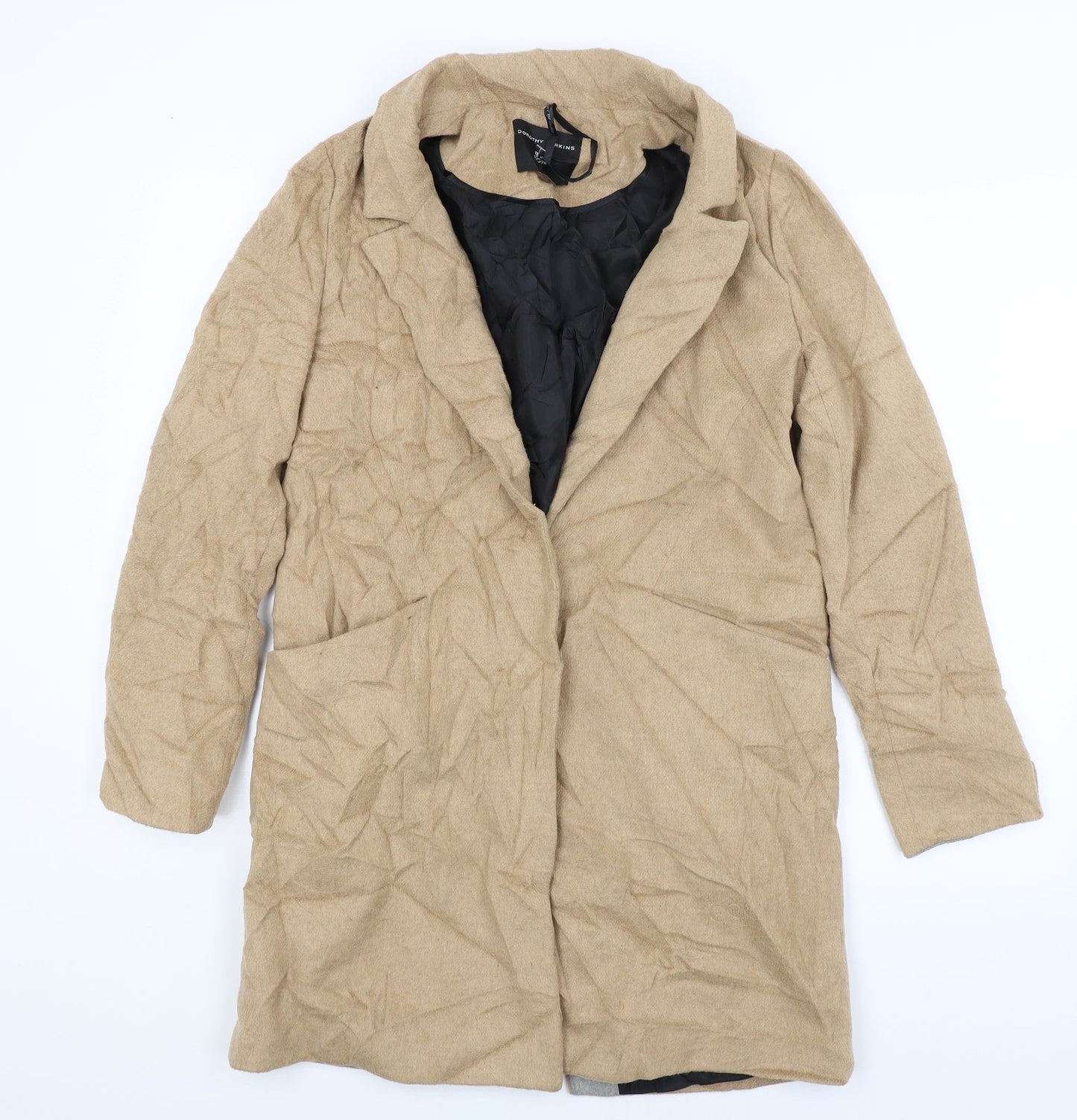 Dorothy Perkins Womens Beige   Overcoat Coat Size 8