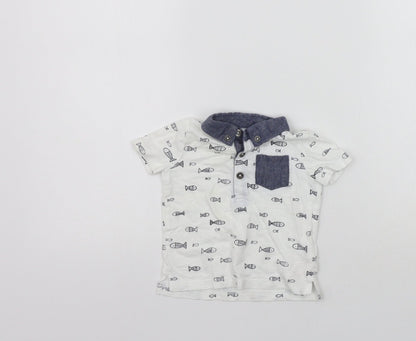 Additional front view of F&F girls’ white geometric basic t-shirt, size 3-6, months