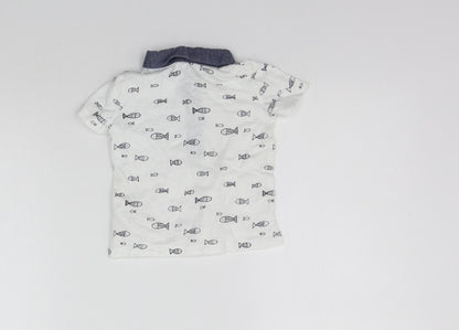 Back view of F&F girls’ white geometric basic t-shirt, size 3-6, months