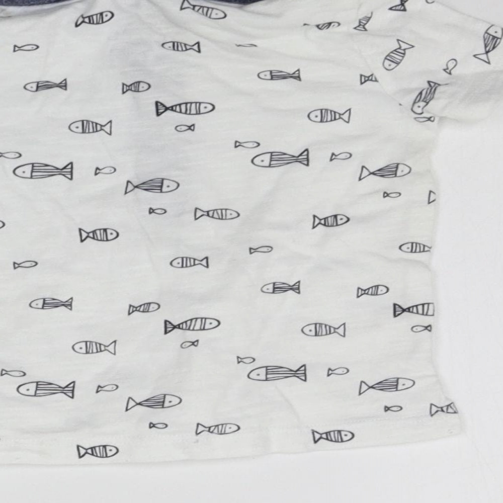 F&F Girls White Geometric  Basic T-Shirt Size 3-6 Months