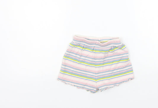 NEXT Girls Pink Striped  Cut-Off Shorts Size 2 Years - Elastic Waist Band
