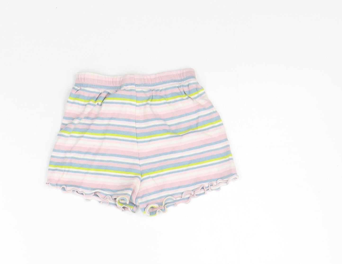 NEXT Girls Pink Striped  Cut-Off Shorts Size 2 Years - Elastic Waist Band