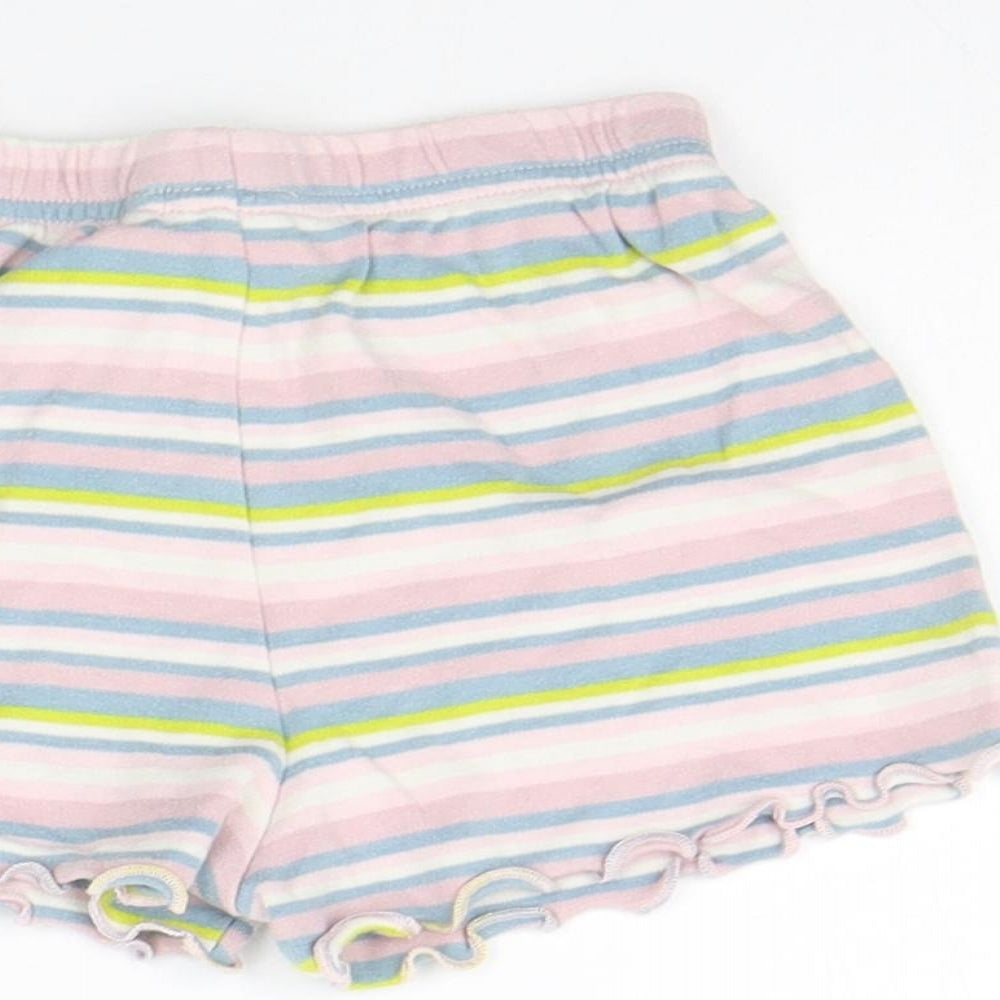 NEXT Girls Pink Striped  Cut-Off Shorts Size 2 Years - Elastic Waist Band