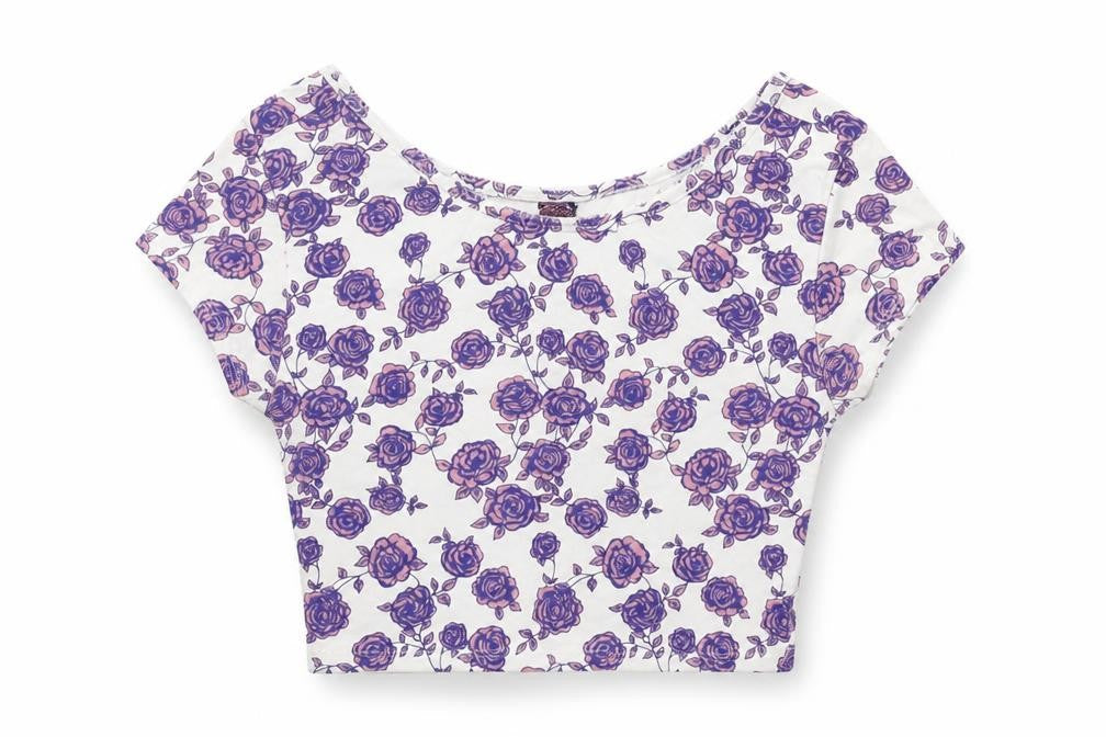 Topshop Womens White Floral  Basic T-Shirt Size 8