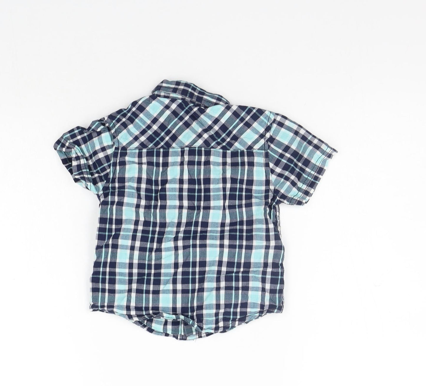 Primark Girls Blue Check  Basic T-Shirt Size 12-18 Months