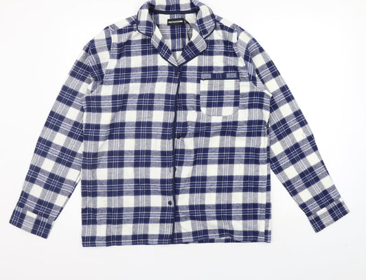 PRETTYLITTLETHING Womens Blue Check  Basic Button-Up Size 14