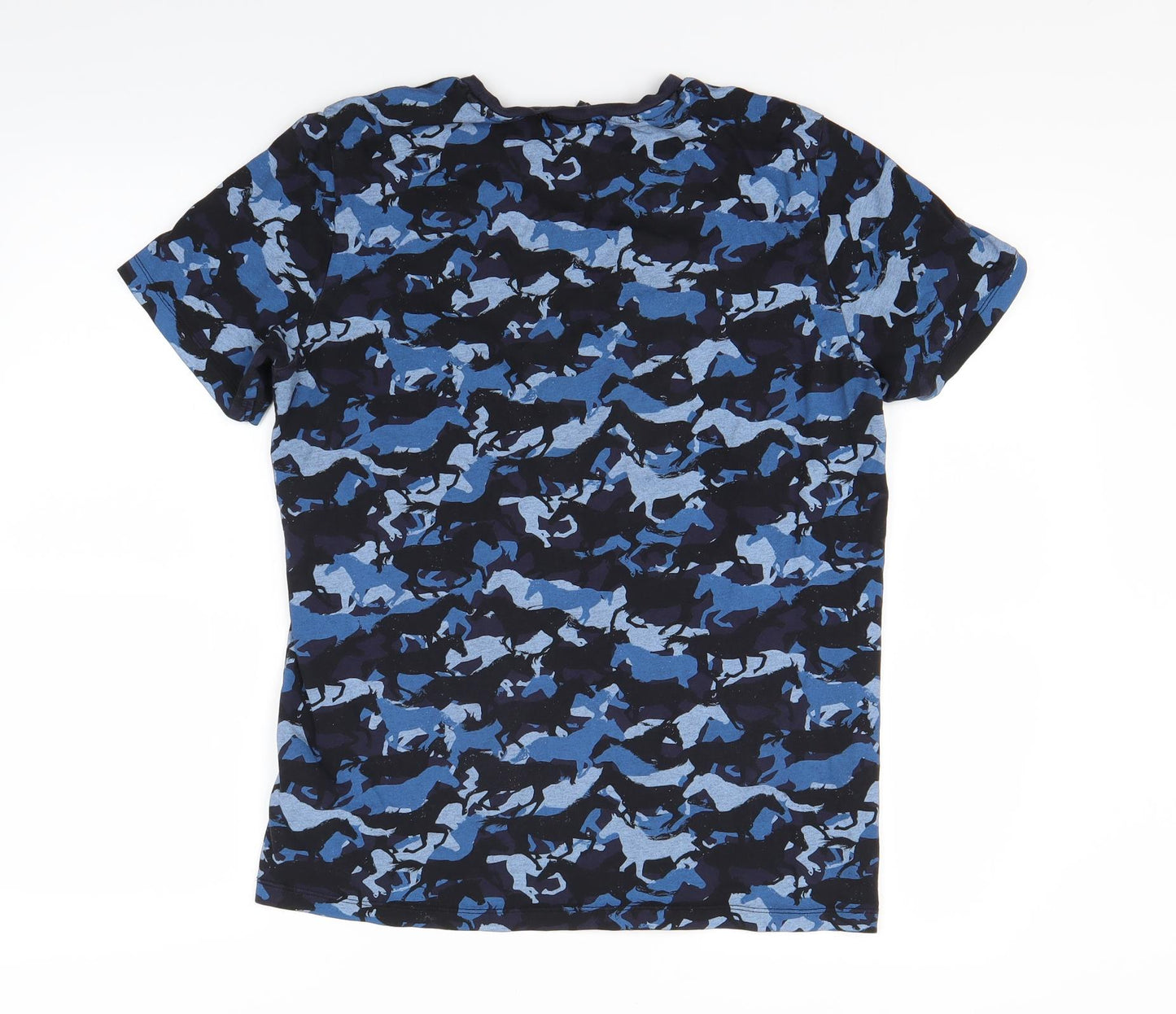 H&M Girls Blue Camouflage  Basic T-Shirt Size M  - Showjumping