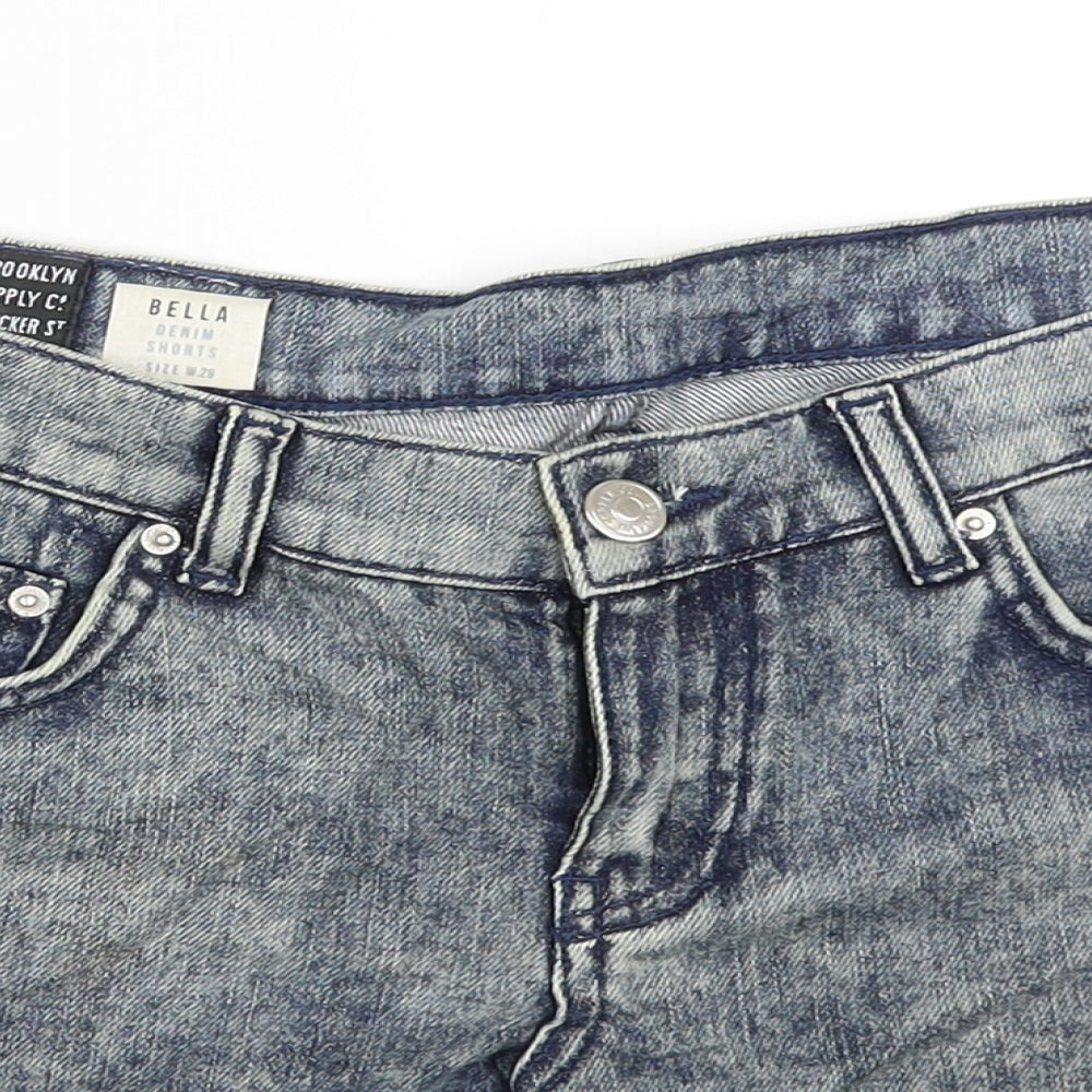 Brooklyn Womens Blue  Denim Hot Pants Shorts Size 28 in