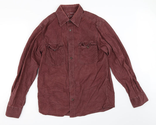 Marks and Spencer Mens Red  Corduroy  Button-Up Size S