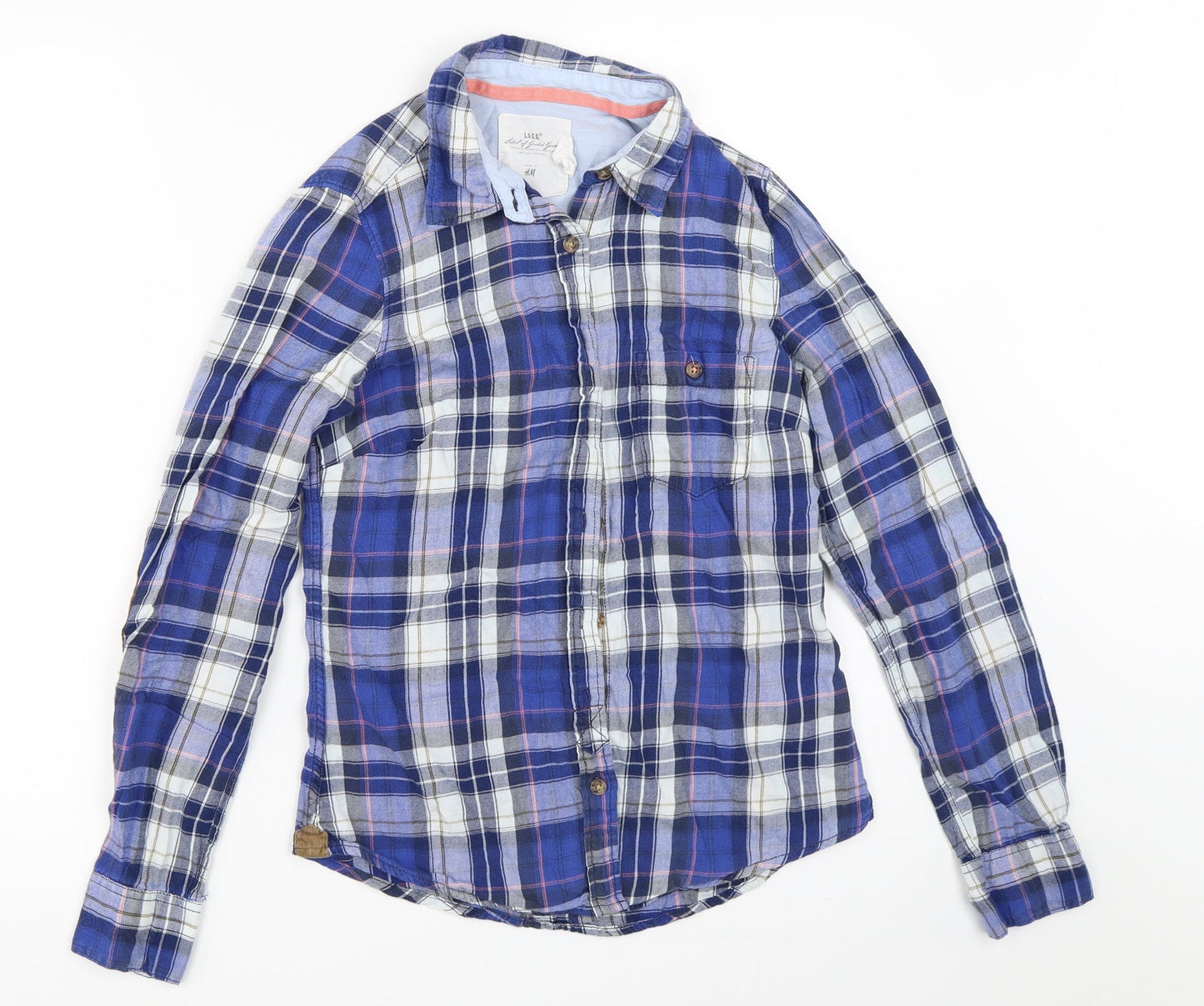 H&M Womens Blue Check  Basic Button-Up Size 34