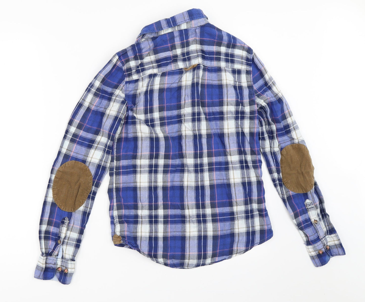 H&M Womens Blue Check  Basic Button-Up Size 34