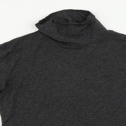 Close-up detail of ASOS women’s grey basic t-shirt, size UK 10