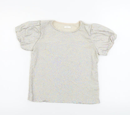 Additional front view of Next girls’ beige basic t-shirt, size 11, years
